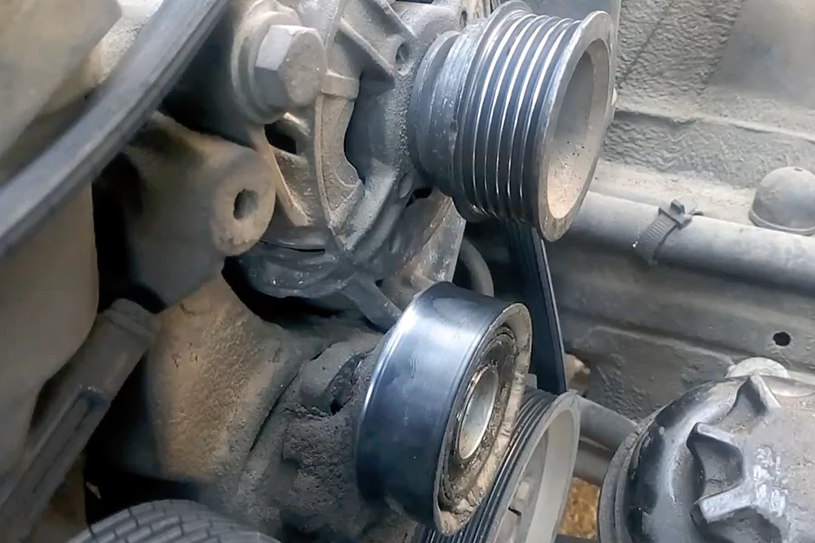 The picture shows the actual position of the tensioner Pulley in the car chassis