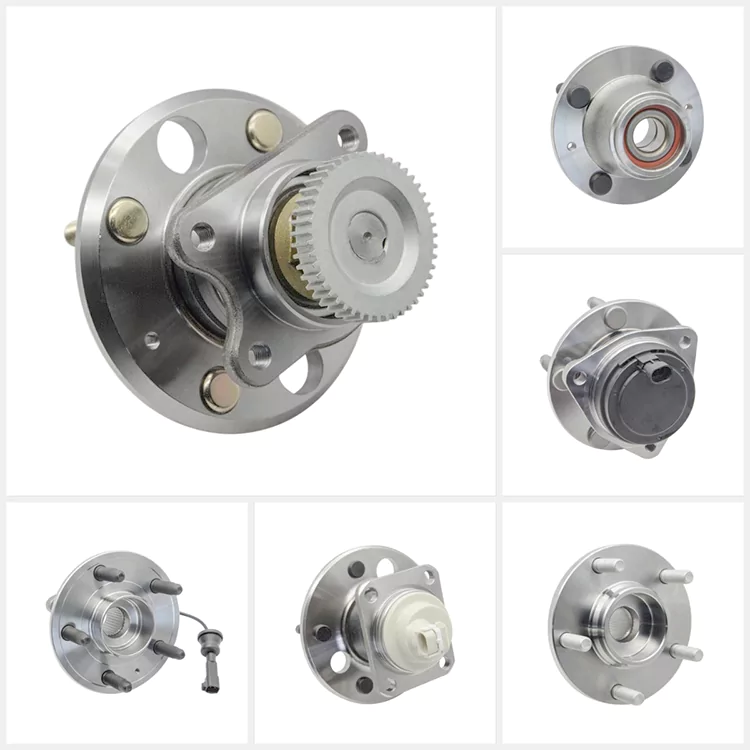 The picture shows six different models of car wheel hub units
